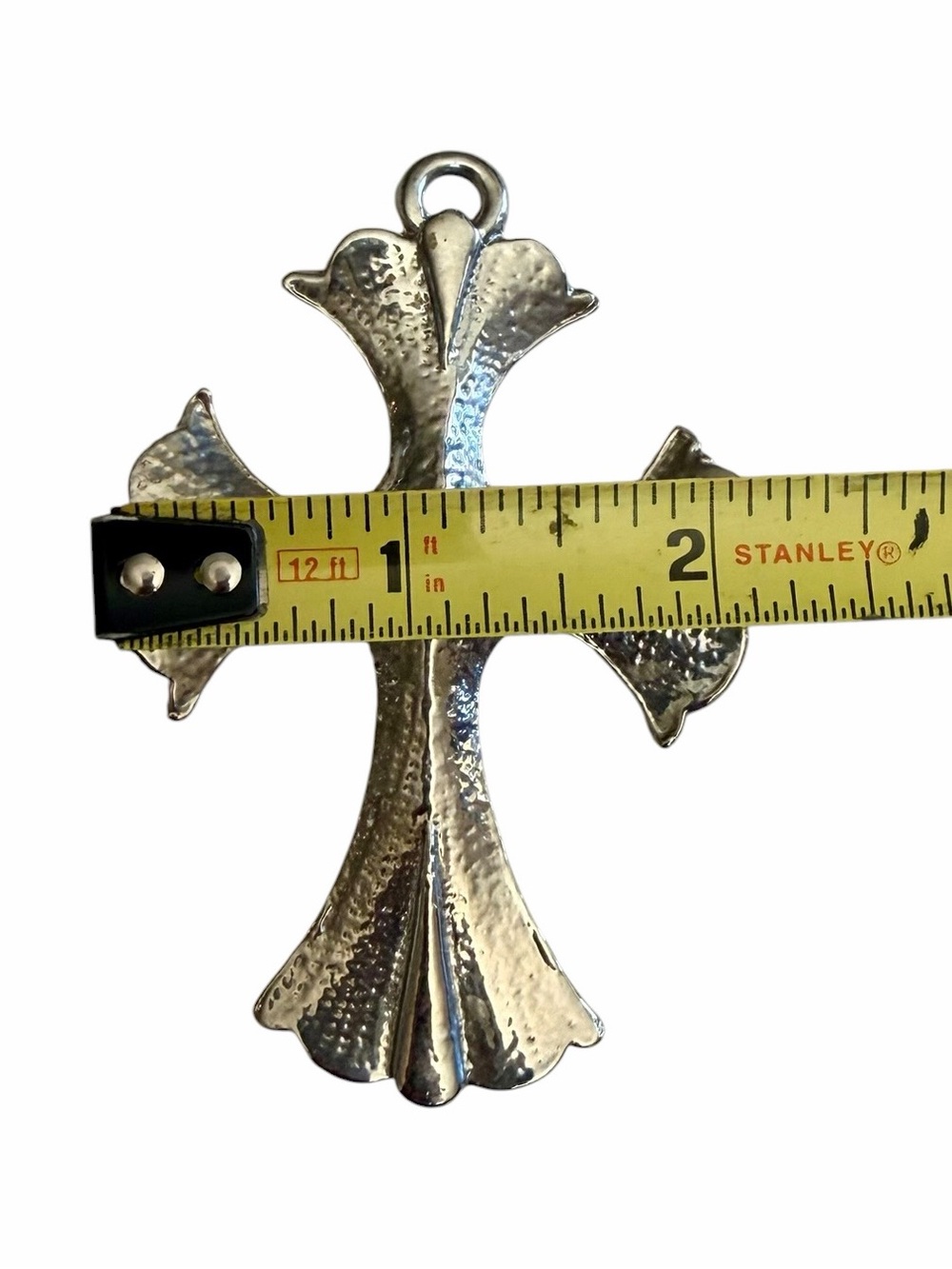 Unbranded Large Oversized Hammered Silvertone Cross Pendant Religious Goth - Picture 3 of 5
